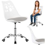 Casa si Gradina - Mobilier - Scaune si fotolii - Scaune - Scaun birou ergonomic, cu sezut din spuma, reglabil pe inaltime, maxim 120 kg, 90x49x48 cm, alb si gri - Infinity.ro