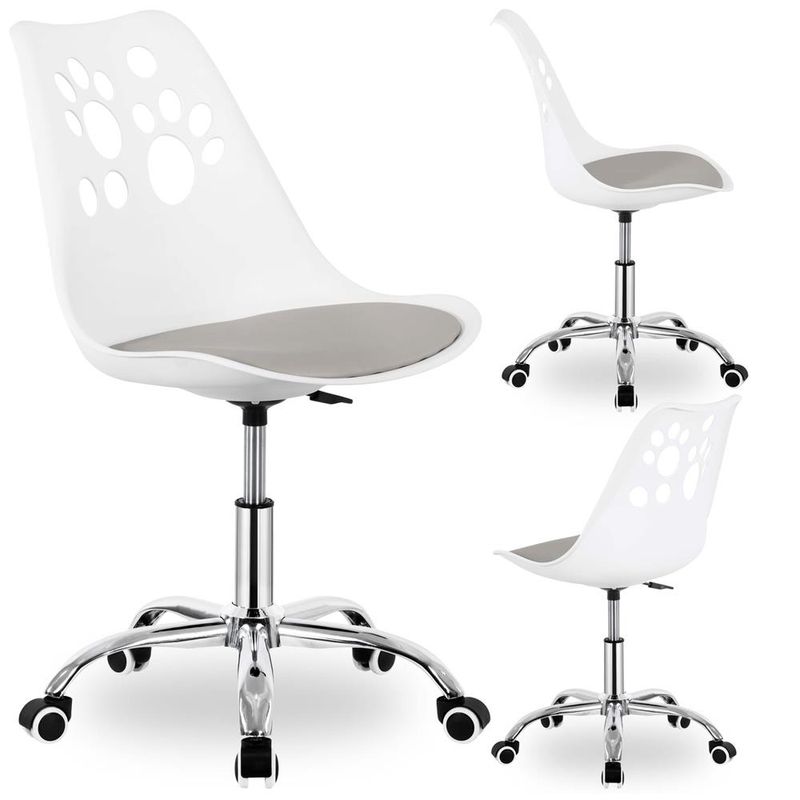 Casa si Gradina - Mobilier - Scaune si fotolii - Scaune - Scaun birou ergonomic, cu sezut din spuma, reglabil pe inaltime, maxim 120 kg, 90x49x48 cm, alb si gri - Infinity.ro