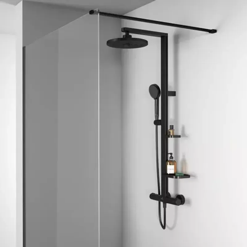 Casa si Gradina - Sanitare - Cazi si cabine de dus - Coloane si seturi de dus - Coloana de dus cu baterie termostatata negru mat Ideal Standard Alu+ - Infinity.ro