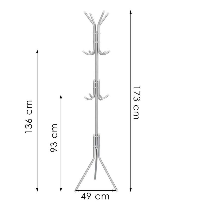 Casa si Gradina - Mobilier - Organizare si depozitare - Cuiere - Cuier pentru haine, tip pom, cu 12 carlige, 173 cm, gri - Infinity.ro