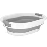 Market - Spalare si intretinere rufe - Uscatoare de rufe si accesorii - Cos de rufe pliabil tip lighean, cu manere, din plastic si silicon, 62x44x28cm, 39litri, gri - Infinity.ro