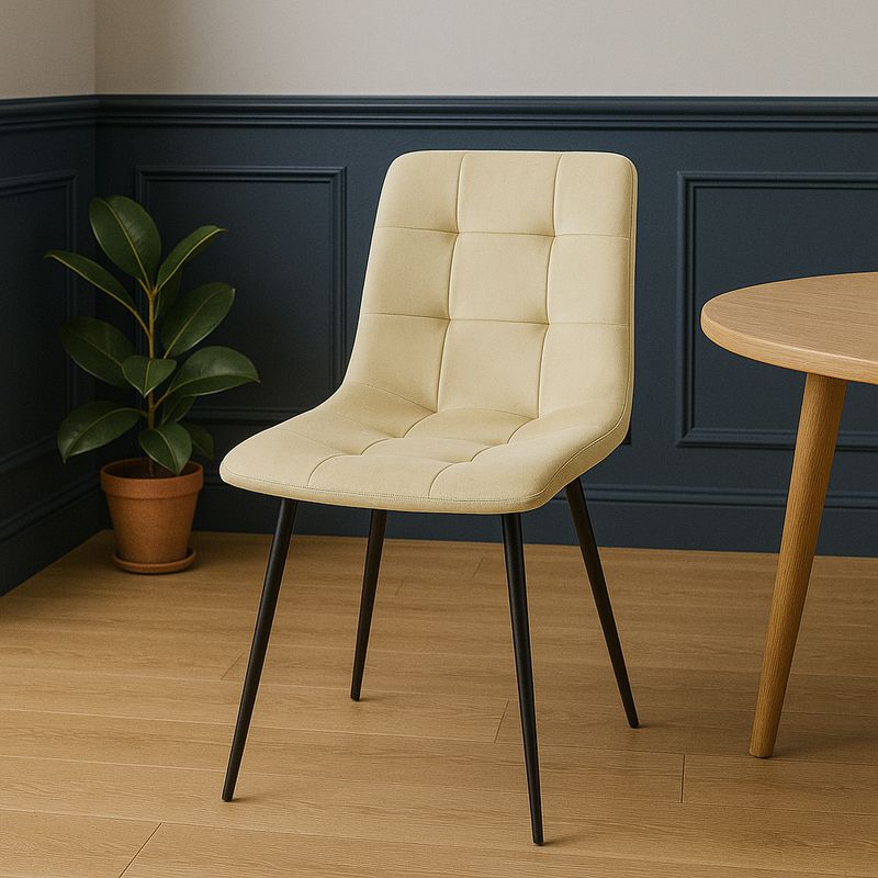 Casa si Gradina - Mobilier - Scaune si fotolii - Scaune - Scaun living tapitat cu catifea, spatar matlasat, 44x54x89 cm, bej - Infinity.ro