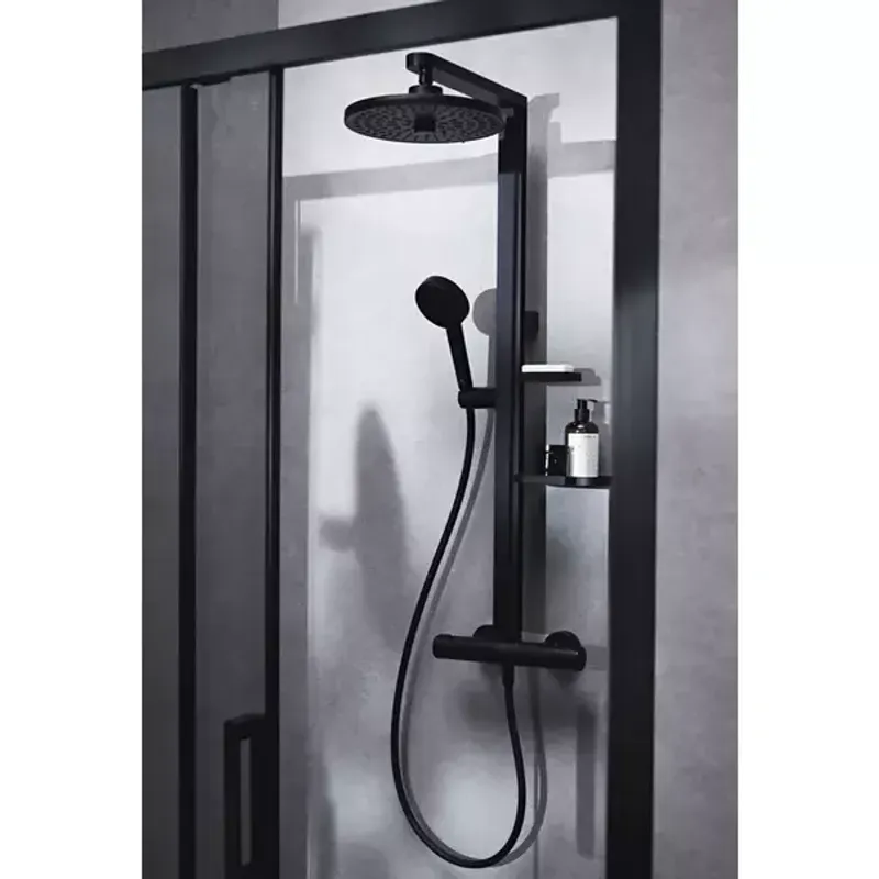 Casa si Gradina - Sanitare - Cazi si cabine de dus - Coloane si seturi de dus - Coloana de dus cu baterie termostatata negru mat Ideal Standard Alu+ - Infinity.ro