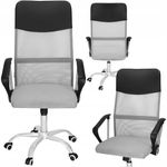 Casa si Gradina - Mobilier - Scaune si fotolii - Scaune - Scaun de birou ergonomic cu reglaj pe inaltime, material tip mesh si ecopiele, 58x60x117 cm, gri - Infinity.ro