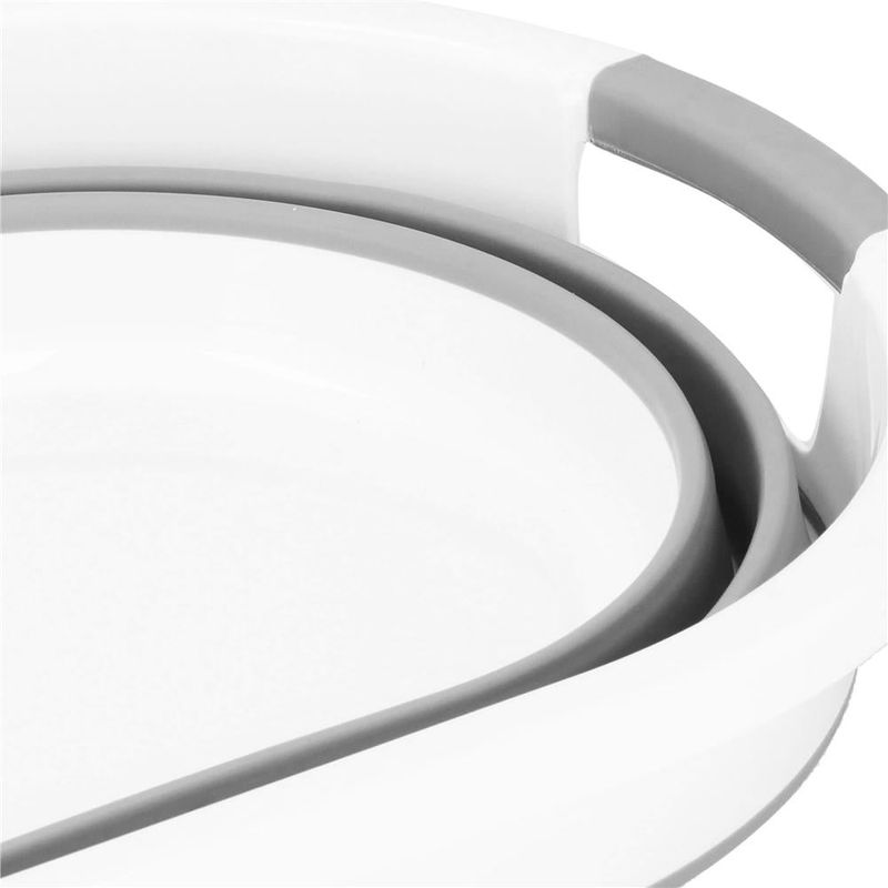 Market - Spalare si intretinere rufe - Uscatoare de rufe si accesorii - Cos de rufe pliabil tip lighean, cu manere, din plastic si silicon, 62x44x28cm, 39litri, gri - Infinity.ro