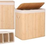 Market - Spalare si intretinere rufe - Uscatoare de rufe si accesorii - Cos de rufe din bambus, pliabil, cu captuseala detasabila lavabila, 3 compartimente, 150L, 63x42x62cm, maro - Infinity.ro