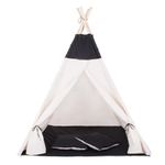 Petshop - Accesorii petshop - Jucarii animale - Jucarii educative - Cort copii Sersimo stil indian Teepee Tent cu fereastra, covoras gros si 2 perne, alb negru - Infinity.ro