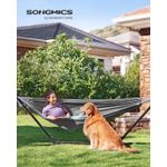 Casa si Gradina - Gradina si terasa - Balansoare si hamace - Balansoare - Hamac dublu, accesorii de prindere cu chingi si carabiniere, 210x150 cm, 300 kg, gri - Infinity.ro