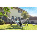 Casa si Gradina - Gradina si terasa - Balansoare si hamace - Balansoare - Hamac dublu, accesorii de prindere cu chingi si carabiniere, 210x150 cm, 300 kg, gri - Infinity.ro