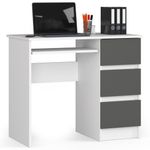 Casa si Gradina - Mobilier - Mese si birouri - Birouri - Birou computer cu 3 sertare si raft pentru tastatura, dreapta, 90x50x77 cm, alb si gri - Infinity.ro