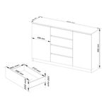 Casa si Gradina - Mobilier - Comode si corpuri - Comode - Comoda K160, cu 4 sertare si 2 dulapuri, PAL laminat 16 mm, 160x40x99 cm, alb - Infinity.ro