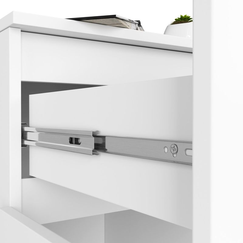 Casa si Gradina - Mobilier - Mese si birouri - Birouri - Birou computer PIKSE cu sertar, dulap si polita glisanta pentru tastatura, dreapta, 90x50x77 cm, alb - Infinity.ro