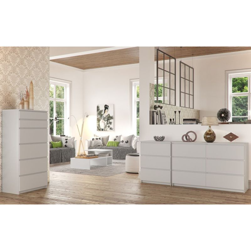 Casa si Gradina - Mobilier - Comode si corpuri - Comode - Comoda K160, cu 4 sertare si 2 dulapuri, PAL laminat 16 mm, 160x40x99 cm, alb - Infinity.ro