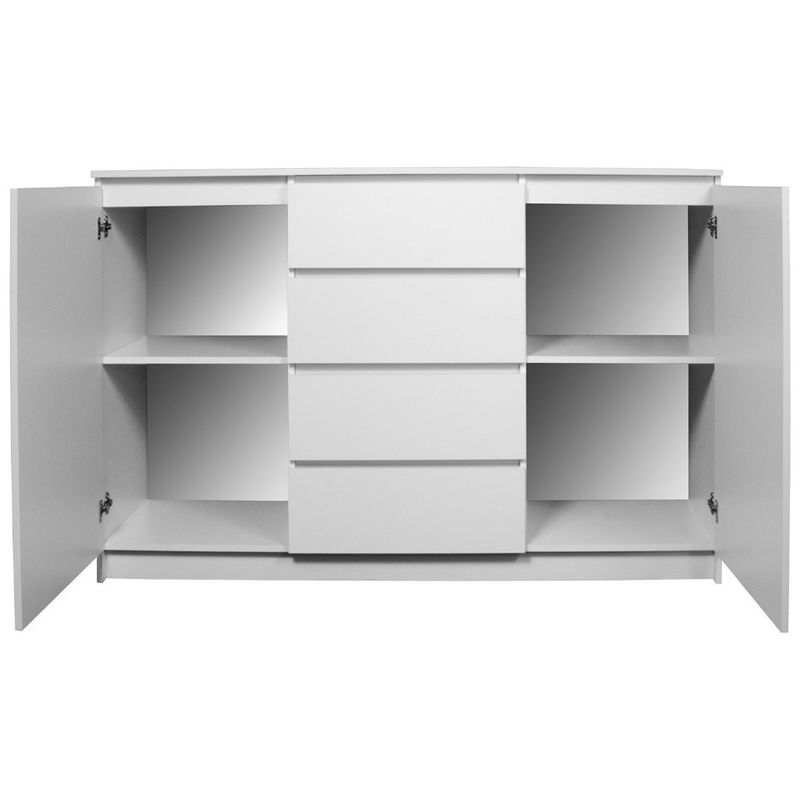 Casa si Gradina - Mobilier - Comode si corpuri - Comode - Comoda K160, cu 4 sertare si 2 dulapuri, PAL laminat 16 mm, 160x40x99 cm, alb - Infinity.ro