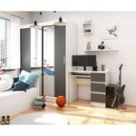 Casa si Gradina - Mobilier - Mese si birouri - Birouri - Birou computer cu 3 sertare si raft pentru tastatura, dreapta, 90x50x77 cm, alb si gri - Infinity.ro