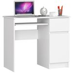 Casa si Gradina - Mobilier - Mese si birouri - Birouri - Birou computer PIKSE cu sertar, dulap si polita glisanta pentru tastatura, dreapta, 90x50x77 cm, alb - Infinity.ro