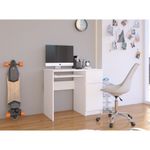 Casa si Gradina - Mobilier - Mese si birouri - Birouri - Birou computer PIKSE cu sertar, dulap si polita glisanta pentru tastatura, dreapta, 90x50x77 cm, alb - Infinity.ro