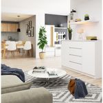 Casa si Gradina - Mobilier - Comode si corpuri - Comode - Comoda K160, cu 4 sertare si 2 dulapuri, PAL laminat 16 mm, 160x40x99 cm, alb - Infinity.ro