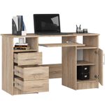 Casa si Gradina - Mobilier - Mese si birouri - Birouri - Birou ANA pentru calculator, cu 3 sertare si 1 usa, 124x52x74 cm, stejar sonoma - Infinity.ro