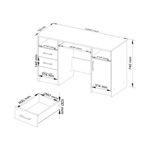 Casa si Gradina - Mobilier - Mese si birouri - Birouri - Birou ANA pentru calculator, cu 3 sertare si 1 usa, 124x52x74 cm, stejar sonoma - Infinity.ro