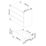 Casa si Gradina - Mobilier - Comode si corpuri - Noptiere - Noptiera cu 3 sertare, PAL laminat, 60x35x57 cm, gri mat - Infinity.ro