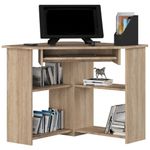 Casa si Gradina - Mobilier - Mese si birouri - Birouri - Birou de colt TED, cu rafturi si polita glisanta pentru tastatura, 80x80x74 cm, stejar sonoma - Infinity.ro