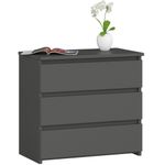 Casa si Gradina - Mobilier - Comode si corpuri - Noptiere - Noptiera cu 3 sertare, PAL laminat, 60x35x57 cm, gri mat - Infinity.ro