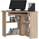 Casa si Gradina - Mobilier - Mese si birouri - Birouri - Birou de colt TED, cu rafturi si polita glisanta pentru tastatura, 80x80x74 cm, stejar sonoma - Infinity.ro