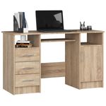 Casa si Gradina - Mobilier - Mese si birouri - Birouri - Birou ANA pentru calculator, cu 3 sertare si 1 usa, 124x52x74 cm, stejar sonoma - Infinity.ro