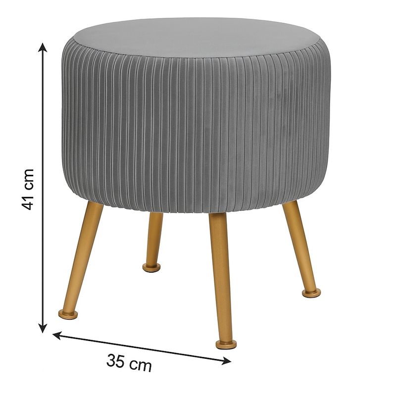 Casa si Gradina - Mobilier - Scaune si fotolii - Tabureti - Taburet Atmosphera Solaro rotund cu baza aurie, 35x41 cm, gri - Infinity.ro