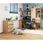 Casa si Gradina - Mobilier - Mese si birouri - Birouri - Birou de colt TED, cu rafturi si polita glisanta pentru tastatura, 80x80x74 cm, stejar sonoma - Infinity.ro