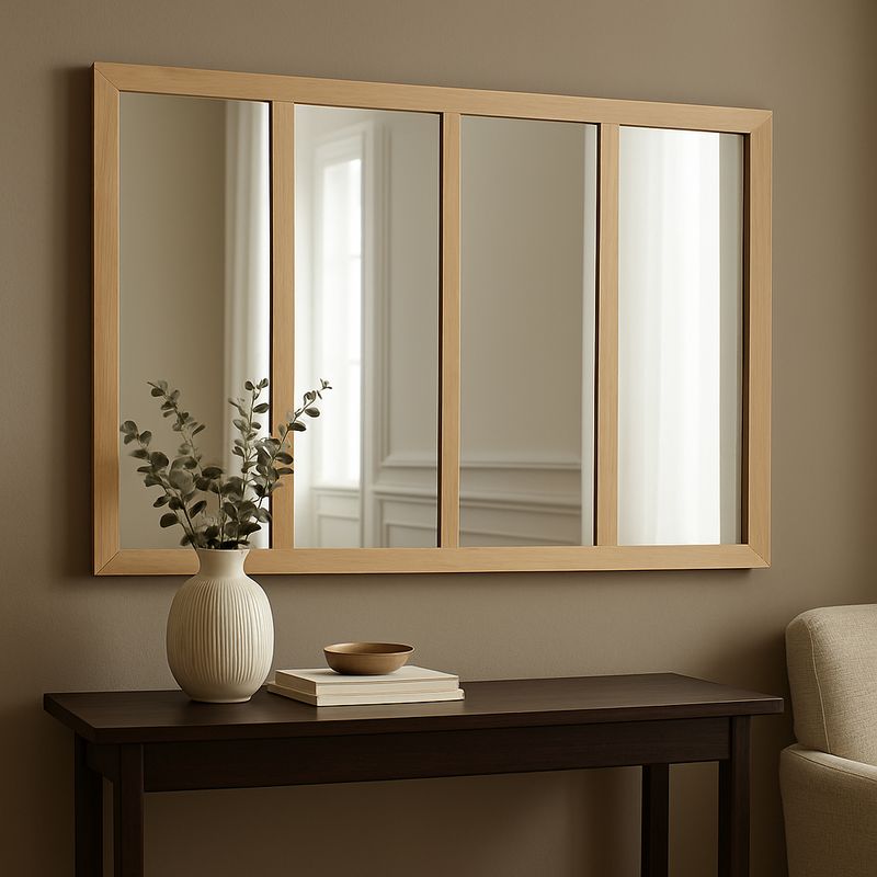 Casa si Gradina - Mobilier - Comode si corpuri - Masute de toaleta - Oglinda Atmosphera Nae cu rama din lemn paulownia, 116x76 cm, montaj vertical/orizontal, natur - Infinity.ro