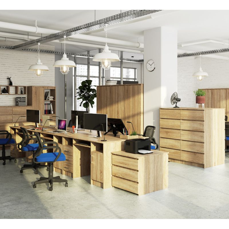 Casa si Gradina - Mobilier - Mese si birouri - Birouri - Birou ANA pentru calculator, cu 3 sertare si 1 usa, 124x52x74 cm, stejar sonoma - Infinity.ro