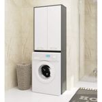 Casa si Gradina - Mobilier - Mobilier baie - Corpuri baie - Dulap de baie cu 2 usi si 4 rafturi, pentru spatiul de deasupra masinii de spalat, 64x30x180 cm, gri grafit si alb - Infinity.ro