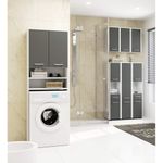 Casa si Gradina - Mobilier - Mobilier baie - Corpuri baie - Dulap baie tip coloana cu 2 usi, 1 sertar si rafturi interioare, PAL laminat, 30x30x140 cm, alb si gri - Infinity.ro