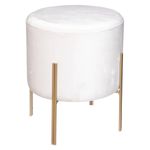Casa si Gradina - Mobilier - Scaune si fotolii - Tabureti - Taburet rotund Atmosphera Ilyan, 34x40 cm, catifea si MDF, alb - Infinity.ro