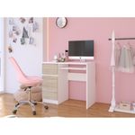 Casa si Gradina - Mobilier - Mese si birouri - Birouri - Birou computer PIKSEL, cu sertar, dulap si raft pentru tastatura, stanga, 90x50x77 cm, alb si stejar sonoma - Infinity.ro