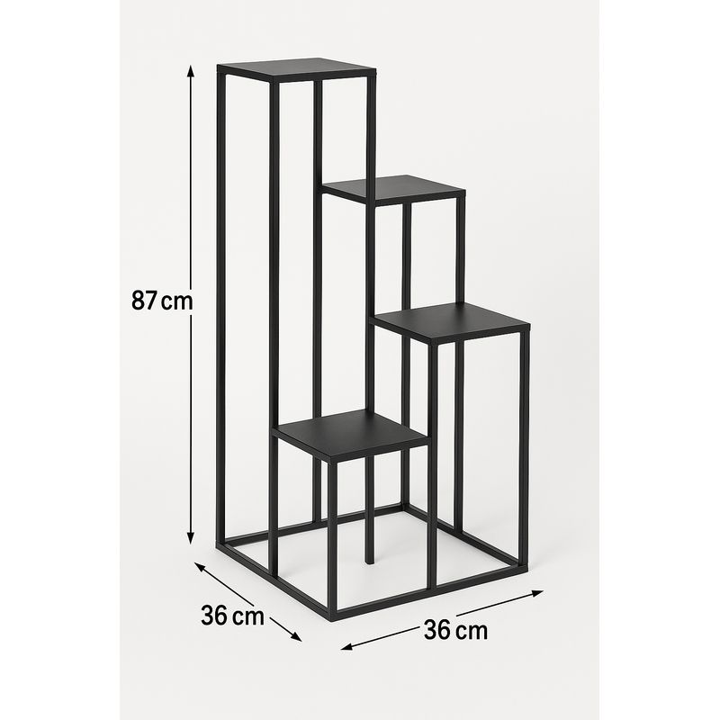 Casa si Gradina - Gradinarit si plante - Plante si ghivece - Ghivece si suporturi - Suport plante Atmosphera cu 4 niveluri, structura metalica, 36x36x87 cm, negru - Infinity.ro