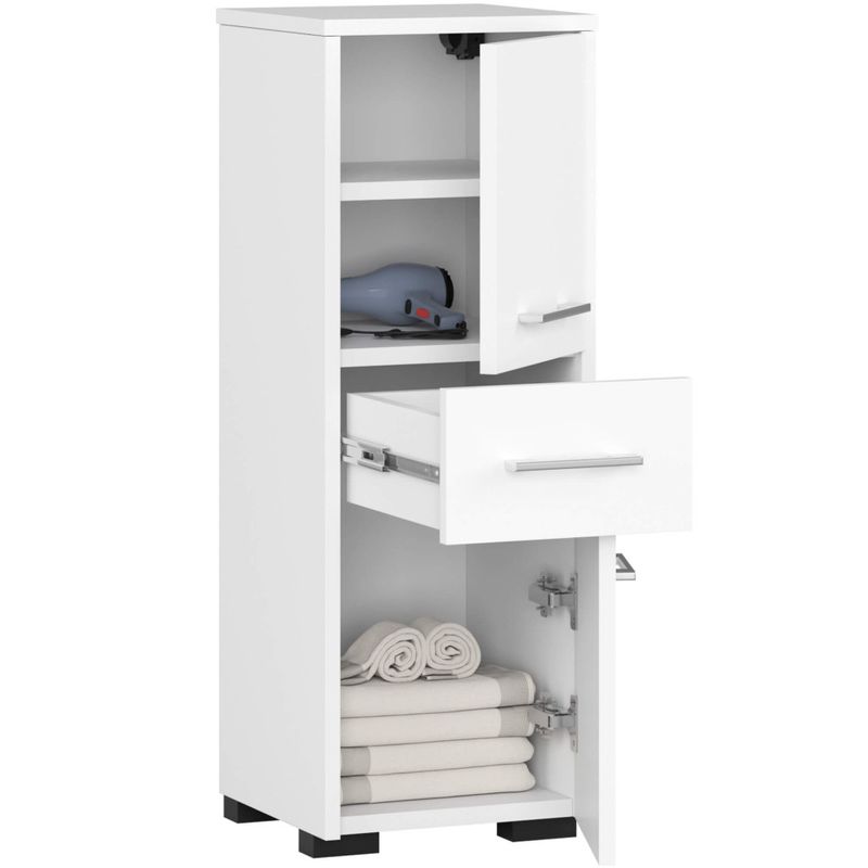 Casa si Gradina - Mobilier - Mobilier baie - Corpuri baie - Dulap baie tip coloana cu 2 usi si sertar, PAL laminat, 30x30x85 cm, alb mat - Infinity.ro