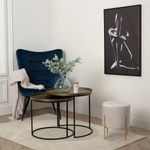 Casa si Gradina - Mobilier - Scaune si fotolii - Tabureti - Taburet rotund Atmosphera Ilyan, 34x40 cm, catifea si MDF, alb - Infinity.ro