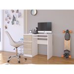 Casa si Gradina - Mobilier - Mese si birouri - Birouri - Birou computer PIKSEL, cu sertar, dulap si raft pentru tastatura, stanga, 90x50x77 cm, alb si stejar sonoma - Infinity.ro