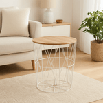 Casa si Gradina - Mobilier - Mese si birouri - Masute de cafea - Masuta cafea Atmosphera Kumi, otel si MDF, 47x57 cm, alb - Infinity.ro