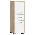 Casa si Gradina - Mobilier - Mobilier baie - Corpuri baie - Dulap baie tip coloana cu 2 usi si sertar, PAL laminat, 30x30x85 cm, stejar sonoma si alb - Infinity.ro