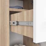 Casa si Gradina - Mobilier - Mobilier baie - Corpuri baie - Dulap baie tip coloana cu 2 usi si sertar, PAL laminat, 30x30x85 cm, stejar sonoma si alb - Infinity.ro