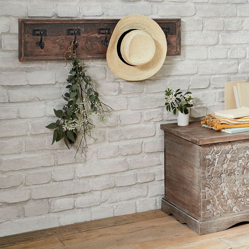 Casa si Gradina - Mobilier - Organizare si depozitare - Cuiere - Cuier perete Atmosphera Paolo cu 5 carlige, lemn mango si fier, 83x21 cm, maro - Infinity.ro