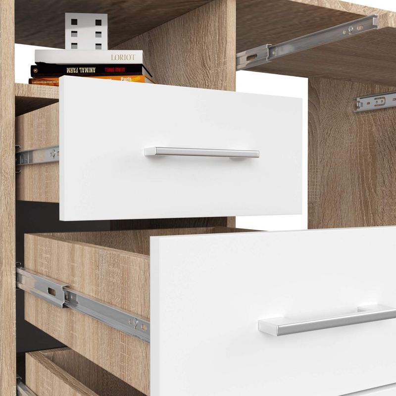 Casa si Gradina - Mobilier - Mese si birouri - Birouri - Birou ANA pentru calculator, cu 3 sertare si 1 usa, 124x52x74 cm, stejar sonoma si alb - Infinity.ro