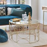 Casa si Gradina - Mobilier - Mese si birouri - Masute de cafea - Masa cafea Atmosphera Artifice rotunda, sticla si metal, 71x41 cm, auriu - Infinity.ro