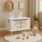 Casa si Gradina - Mobilier - Mobilier copii - Mobilier camera copiilor - Lada depozitare Atmosphera for kids Renard, 53x33x55 cm, MDF cu picioare lemn, alb - Infinity.ro