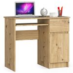 Casa si Gradina - Mobilier - Mese si birouri - Birouri - Birou computer PIKSEL, cu sertar, dulap si raft pentru tastatura, dreapta, 90x50x77 cm, stejar artisan - Infinity.ro