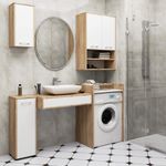 Casa si Gradina - Mobilier - Mobilier baie - Corpuri baie - Masca pentru masina de spalat cu polita, PAL laminat, 64x50x98 cm, stejar sonoma si alb - Infinity.ro